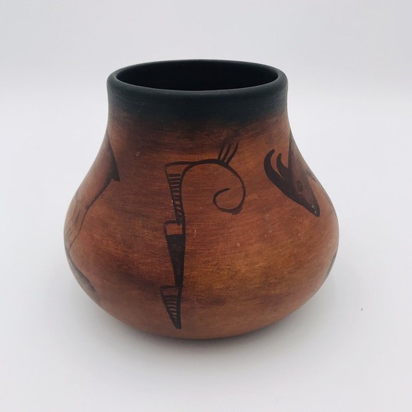 R Galvan Signed Pottery Southwest Style Ram Vase Vintage Latin America Mexican - Picture 4 of 6